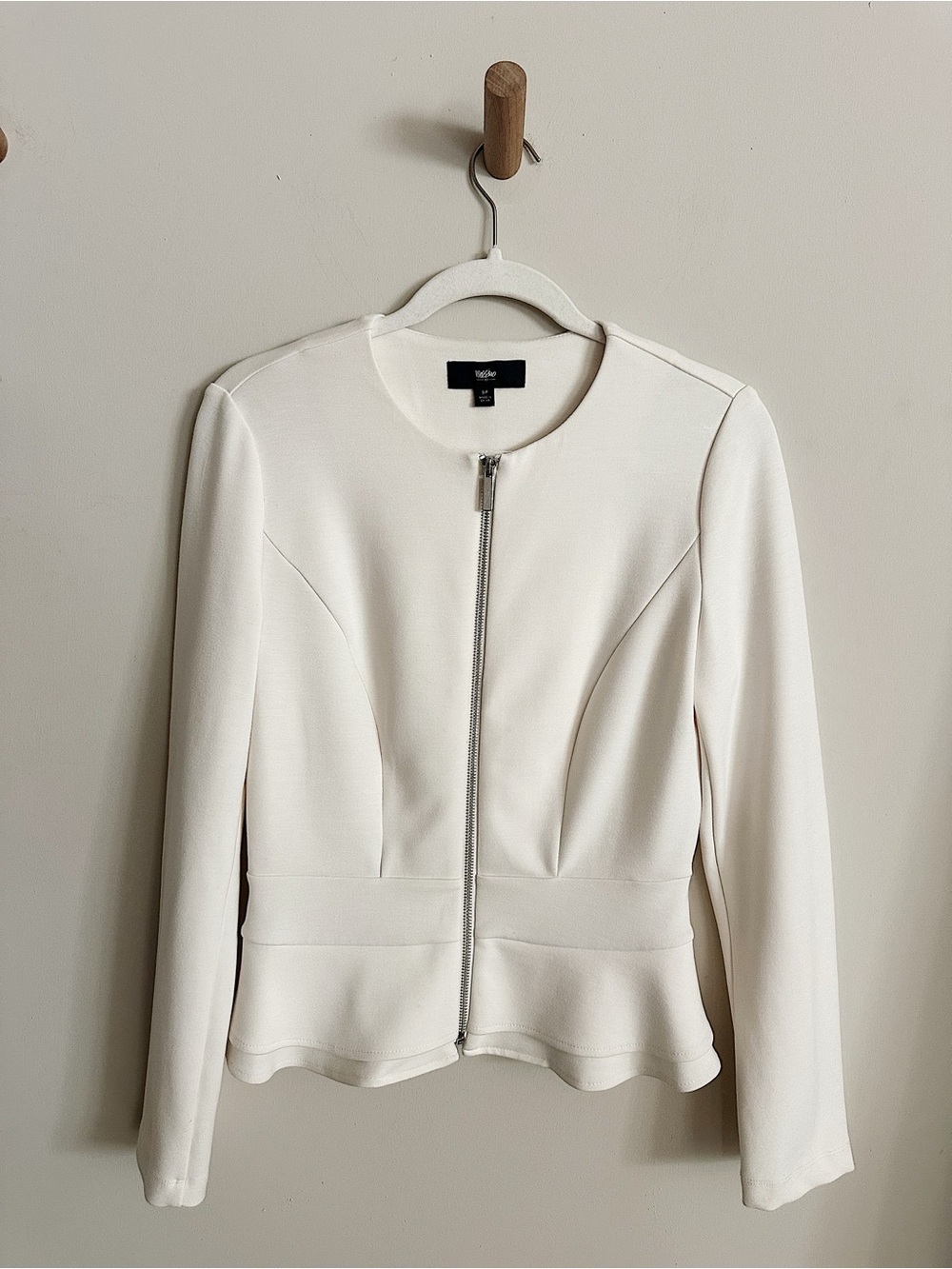Cream Knit Peplum Jacket